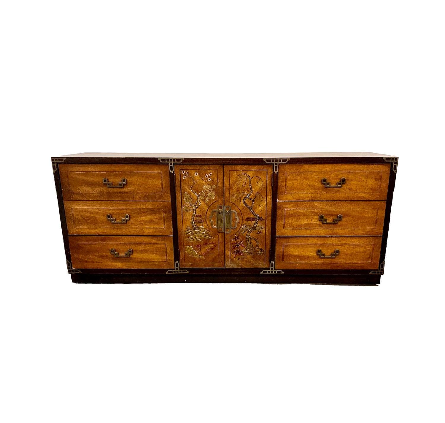 Vintage Bassett Furniture Co. Chinoiserie Credenza Available