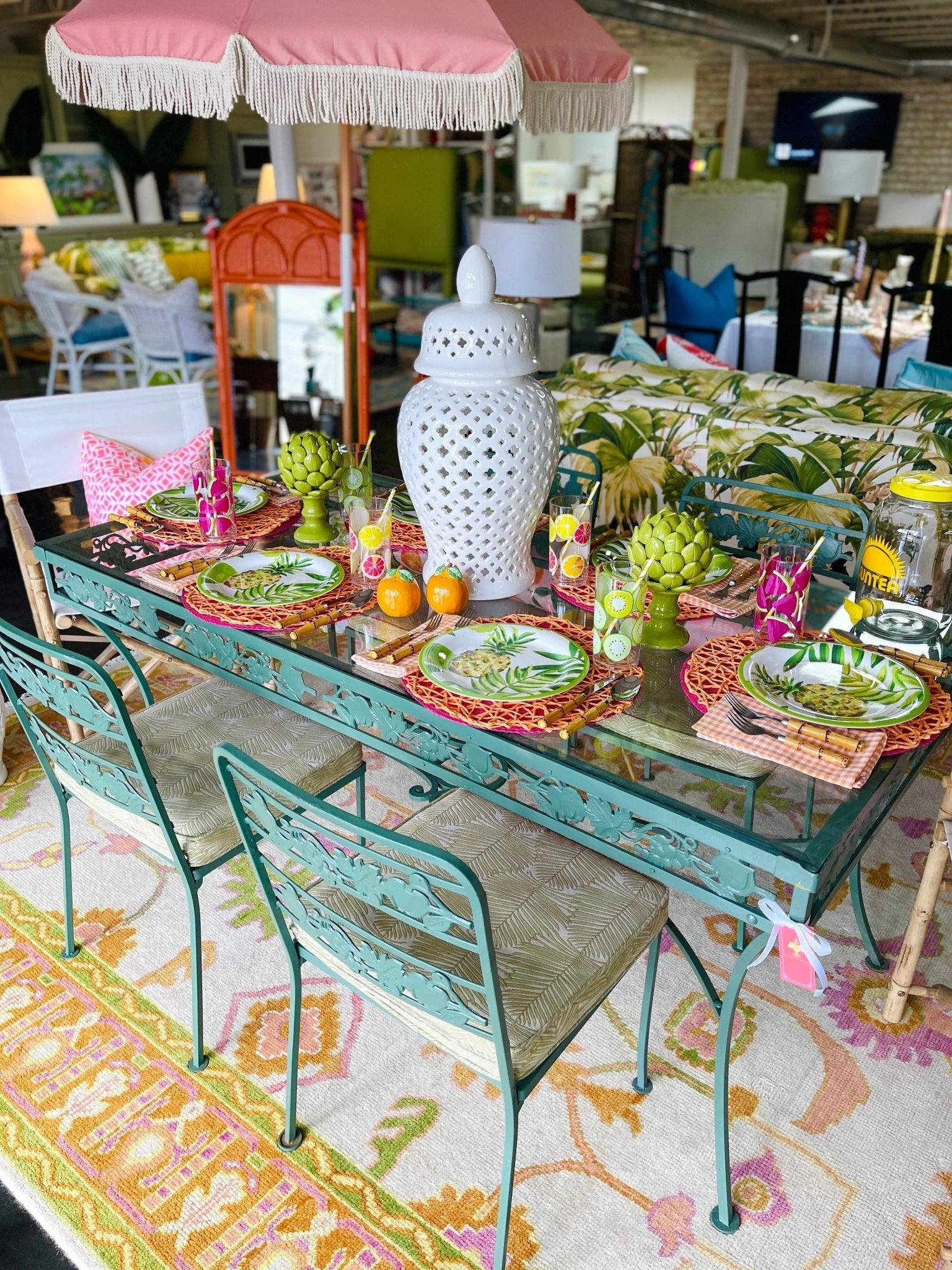 Retro Colourful Garden Dining Set Vintage 1950's Lee Patio Wrought