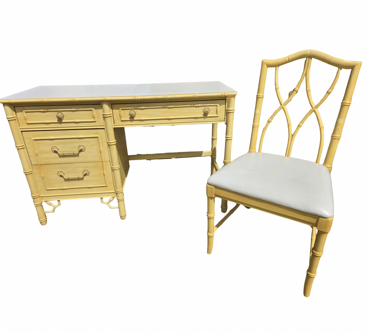 Vintage Thomasville Allegro Bamboo Desk with Matching Chair