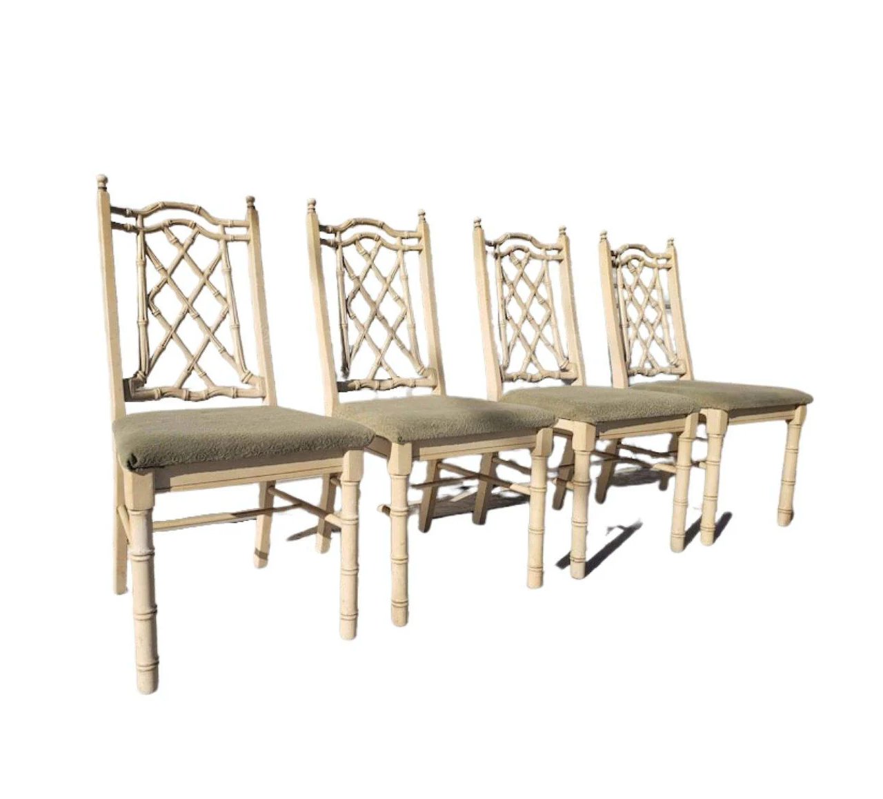Vintage Thomasville Chippendale Faux Bamboo Dining Chairs