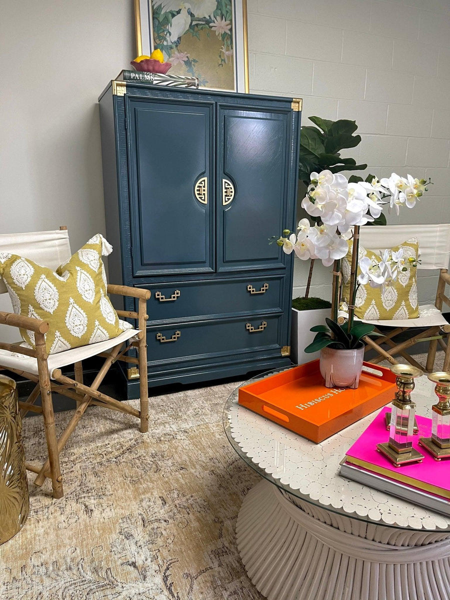 Vintage Bassett Chinoiserie Bar Lacquered and Ready to Ship