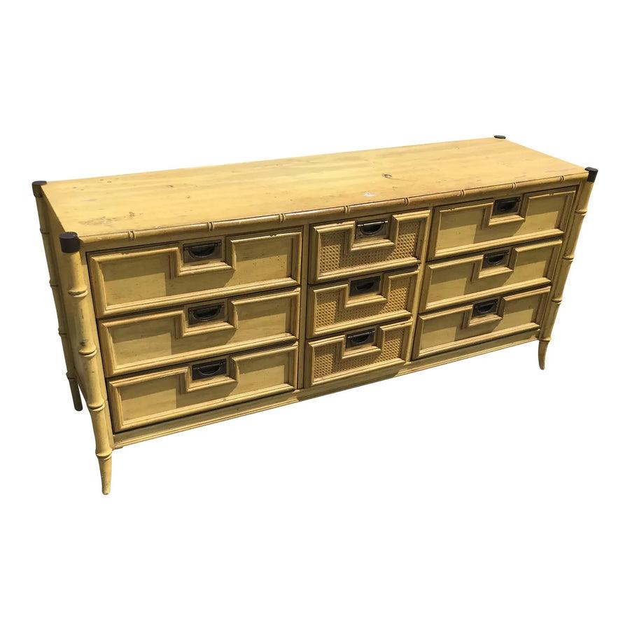 Vintage Stanley Furniture Faux Bamboo Nine Drawer Dresser