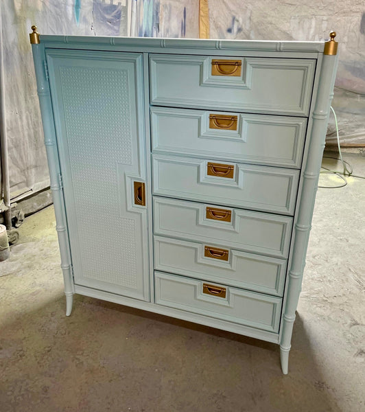 Vintage Stanley Furniture Faux Bamboo Pagoda Style Tallboy Available for Custom Lacquer!