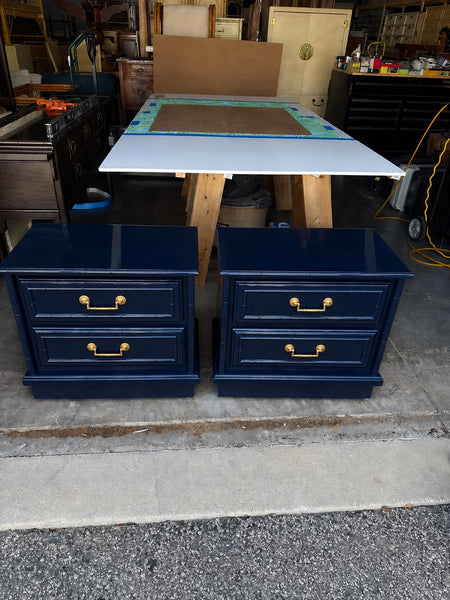 Vintage Florida Furniture Faux Bamboo Nightstand Pair Available for Customization!