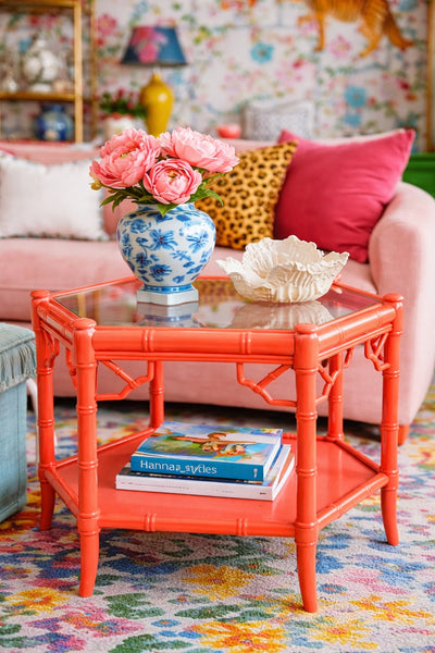 Vintage Thomasville Allegro Bamboo Hexagon Side Table Pair Available for Custom Lacquer! - Hibiscus House
