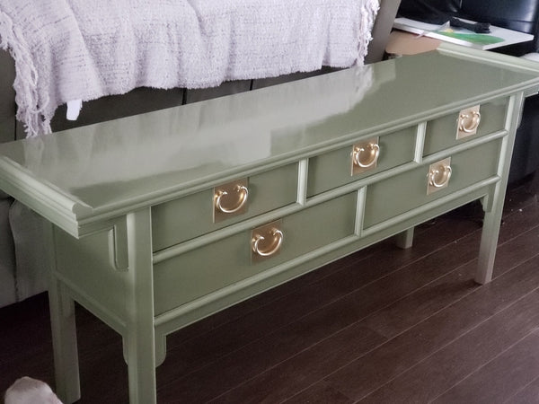 Vintage Century Furniture Pagoda 5 Drawer Console Table Available for Custom Lacquer