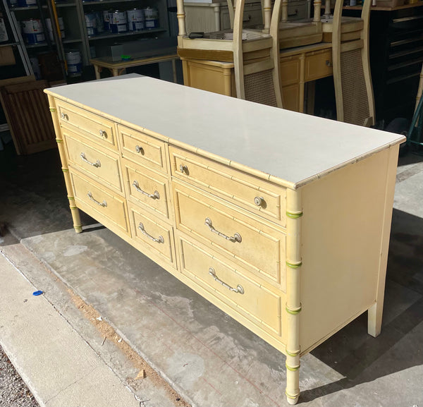 Vintage All Wood Faux Bamboo Nine-Drawer Dresser Available for Custom Lacquer! - Hibiscus House