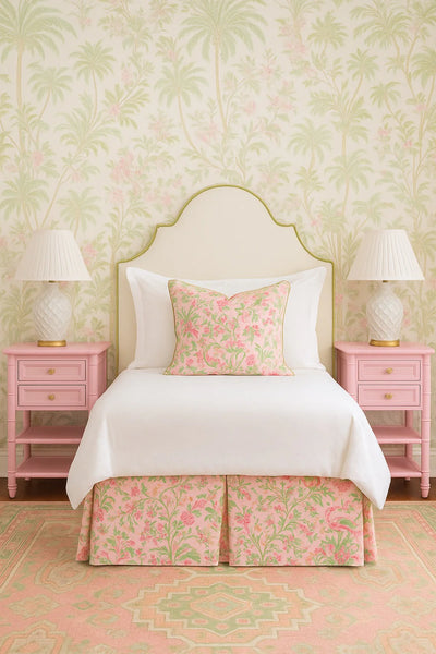 Bamboo End Table Pair Custom Lacquered in SW Irresistible Pink Ready to Ship!