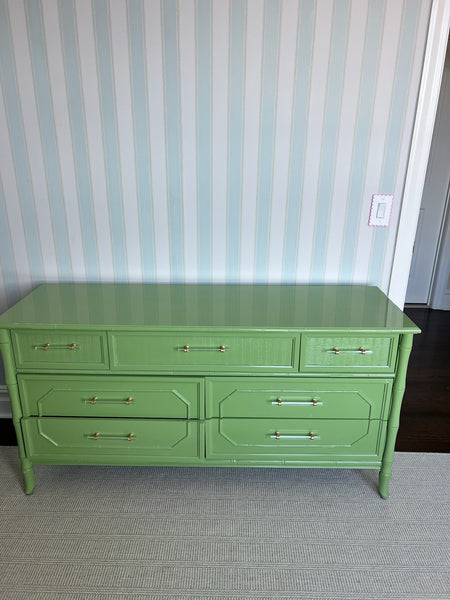 Vintage Broyhill Seven-Drawer Faux Bamboo Dresser Available for Custom Lacquer! - Hibiscus House