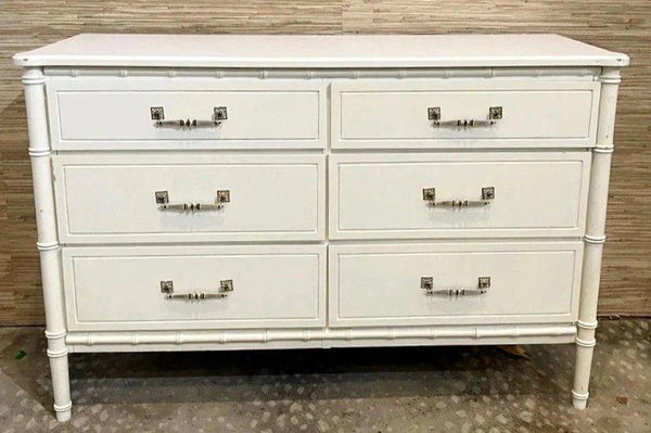 Vintage Classic Faux Bamboo Double Six Drawer Dresser Available for Custom Lacquer - Hibiscus House