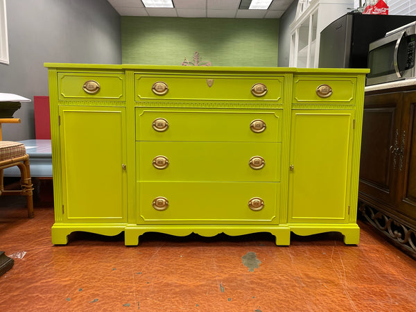 Vintage Duncan Phyfe Sideboard Lacquered in "Eccentric Lime" and Ready to Ship! - Hibiscus House