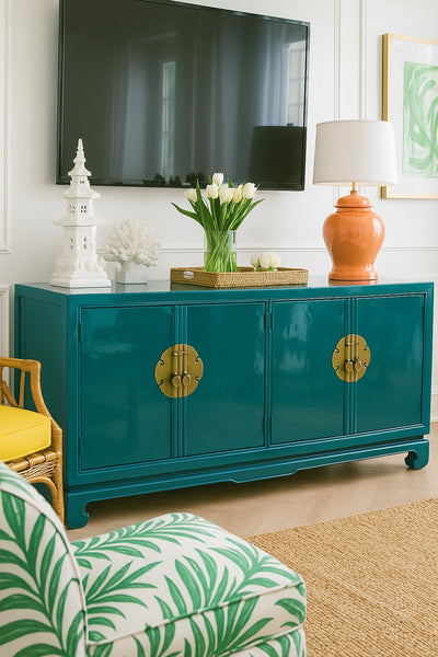 Vintage Drexel Heritage Credenza Sideboard Buffet Available for Custom Lacquer - Hibiscus House