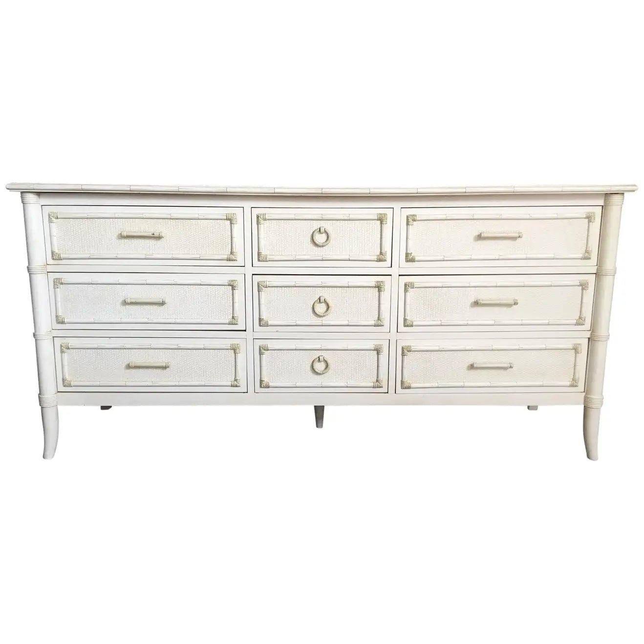 Thomasville Faux Bamboo Paoletti Collection Nine Drawer Dresser Available for Lacquer - Hibiscus House