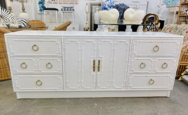 Vintage Drexel Omega Faux Bamboo Credenza Available to Customize! - Hibiscus House