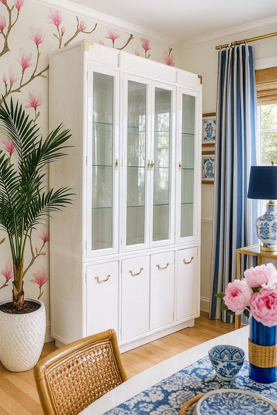 Vintage Drexel Accolade Collection Campaign China Cabinet Available for Custom Lacquer! - Hibiscus House