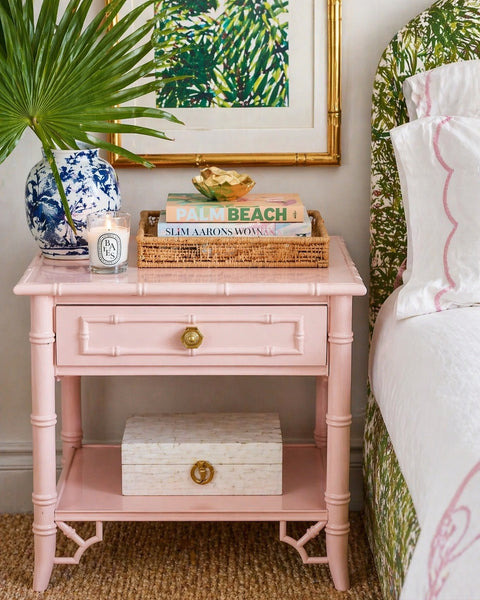 Thomasville Allegro Faux Bamboo Nightstand Pair with Fretwork Available to Customize! - Hibiscus House