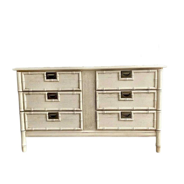 Vintage Faux Bamboo Six Drawer Stanley Style Dresser Available for Custom Lacquer - Hibiscus House