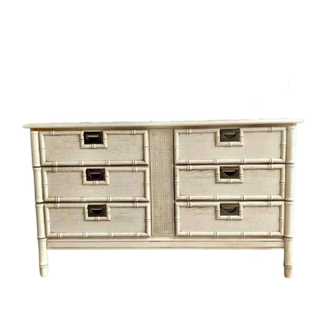 Vintage Faux Bamboo Six Drawer Stanley Style Dresser Available for Custom Lacquer - Hibiscus House