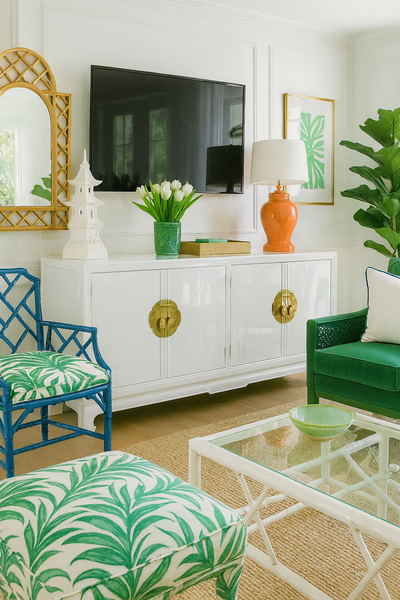 Vintage Drexel Heritage Credenza Sideboard Buffet Available for Custom Lacquer - Hibiscus House