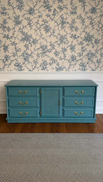 Vintage Florida Furniture Faux Bamboo and Cane Credenza Available for Customization! - Hibiscus House