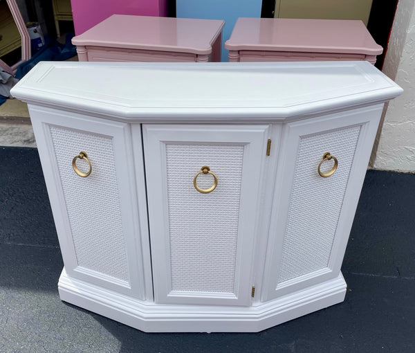 1970's Vintage Rattan Cane Front Server/ Cabinet Available for Custom Lacquer!
