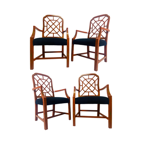 Vintage Hickory Chair Chippendale Chairs (set of four) with Arms Available for Custom Lacquer!