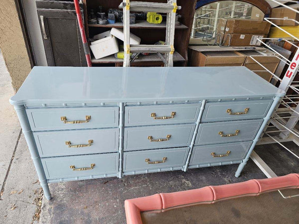 Vintage Classic Faux Bamboo Nine-Drawer Triple Dresser Available to Customize