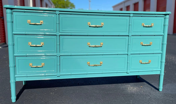 Vintage Henry Link Bali Hai Faux Bamboo Nine Drawer Dresser Available for Lacquer! - Hibiscus House
