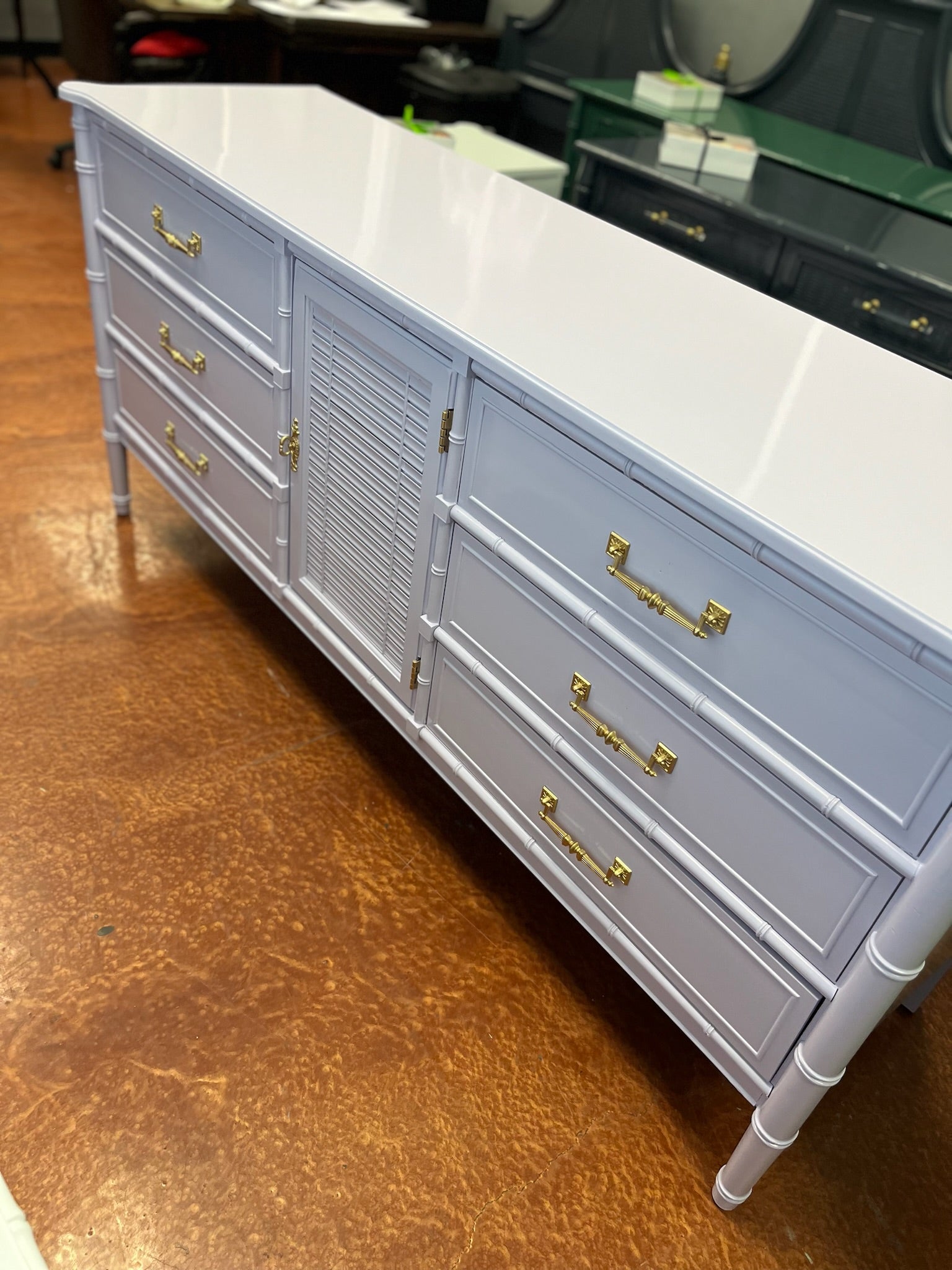 Vintage Henry Link Bali Hai Bamboo Shutter Door Credenza Available