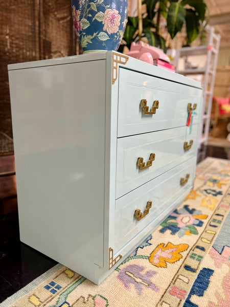 Vintage Bassett Chinoiserie Style Chest Lacquered in Watery Available & Ready to Ship - Hibiscus House