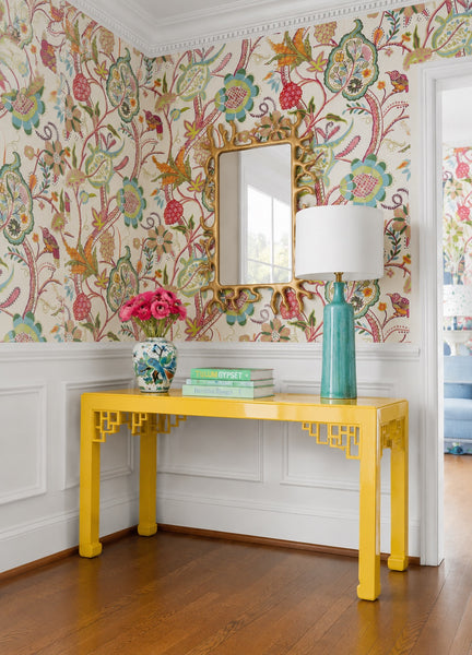Vintage Henredon Large Console Table with Fretwork Available to Custom Lacquer!