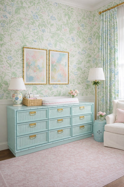 Vintage Faux Bamboo Nine Drawer Dresser Available for Custom Lacquer - Hibiscus House