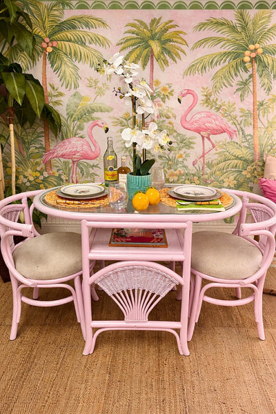 Vintage Rattan Honeymoon Table and Chairs Available to Customize!