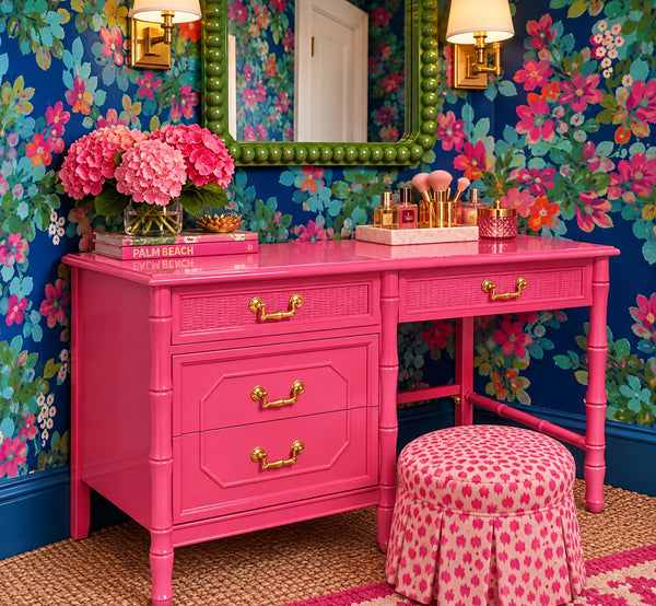 Vintage Broyhill Furniture Faux Bamboo Desk Available for Custom Lacquer!