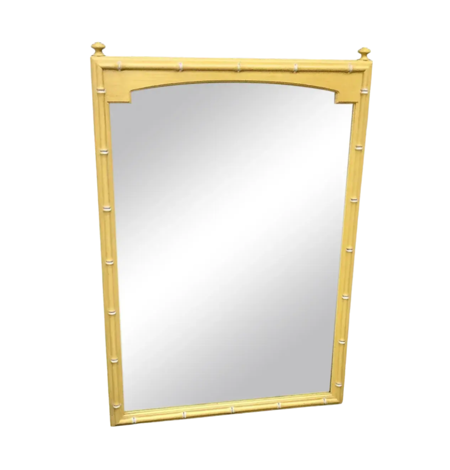 Vintage Thomasville Furniture Allegro Faux Bamboo Mirror with Finials Available for Custom Lacquer