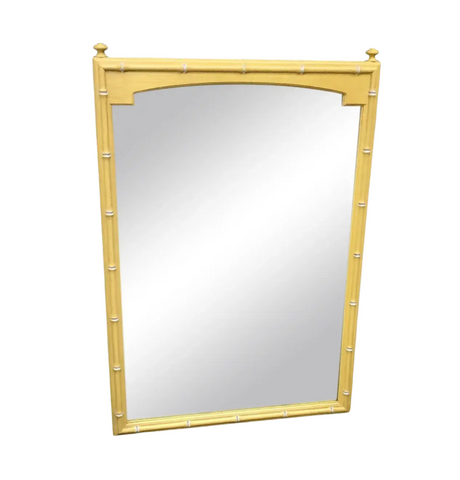 Vintage Thomasville Furniture Allegro Faux Bamboo Mirror with Finials Available for Custom Lacquer