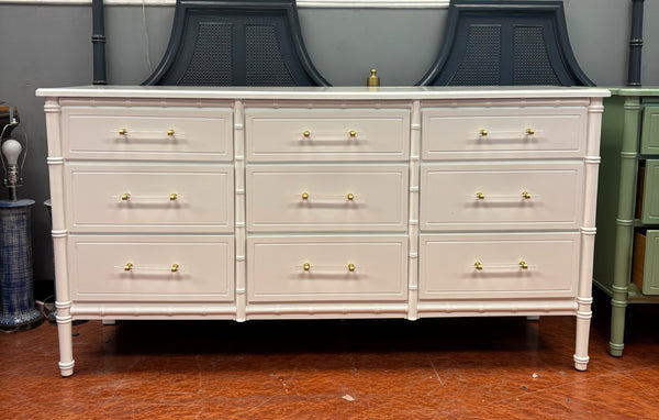 Vintage Faux Bamboo Nine-Drawer Classic Triple Dresser Available to Customize! - Hibiscus House