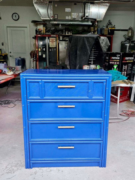 Vintage Bamboo Lea Furniture Tallboy Chest Available for Custom Lacquer! - Hibiscus House
