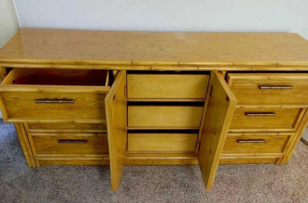 Vintage Faux Bamboo Lea Furniture Credenza Available for Custom Lacquer - Hibiscus House