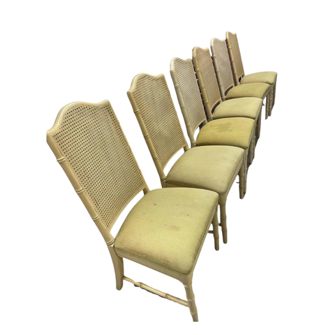 Set of 6 Vintage Dixie Furniture Faux Bamboo Dining Chairs Available for Custom Lacquer!