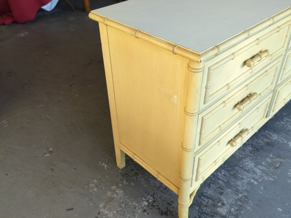 Vintage Dixie Aloha Six Drawer Bamboo Dresser with Fretwork Available for Lacquer Customization - Hibiscus House