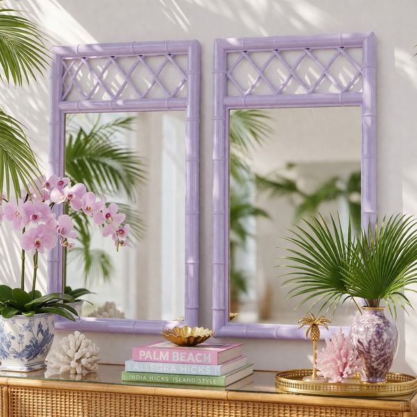 Vintage Dixie Furniture Company "Aloha" Collection Fretwork Mirror Pair Available for Custom Lacquer! - Hibiscus House