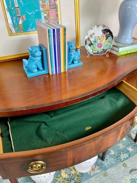 Baker Furniture Hepplewhite Banded Mahogany Serpentine Sideboard Ready to Ship - Hibiscus House