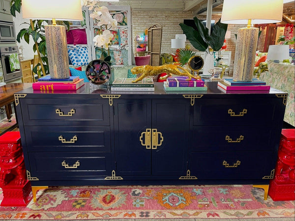 Vintage Credenza by Bassett Furniture Co. Lacquered in Deep Mulberry - Hibiscus House