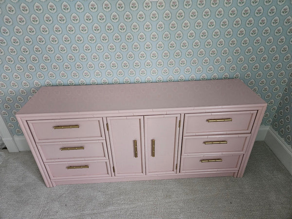 Vintage Lea Furniture Faux Bamboo Credenza Available for Custom Lacquer! - Hibiscus House