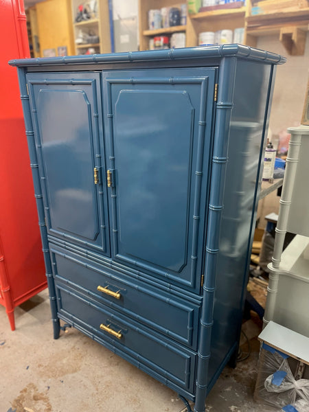 Vintage Dixie Aloha Collection Faux Bamboo Armoire Available for Custom Lacquer!
