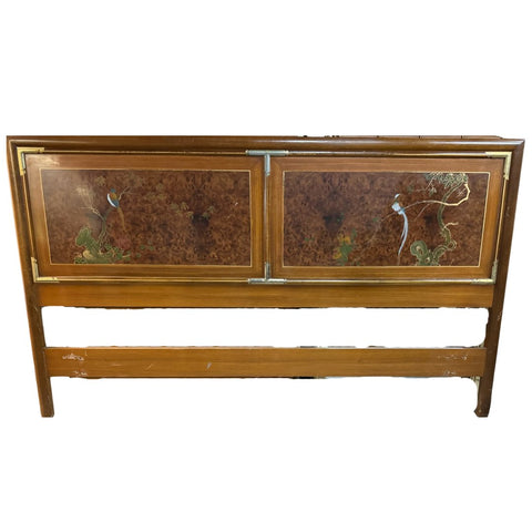 Vintage Korean Tansu Style King Headboard with Brass Detailing Available for Custom Lacquer!