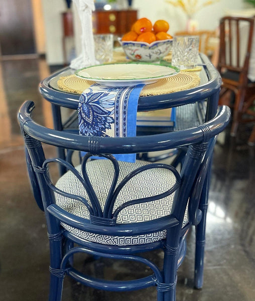 Vintage Faux Bamboo Honeymoon Style Table and Chairs Available for Custom Lacquer! - Hibiscus House