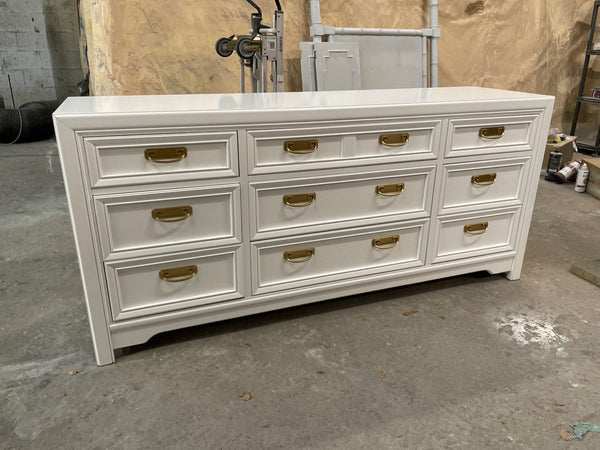 Vintage Thomasville Embassy Collection Campaign Style Credenza Available for Custom Lacquer! - Hibiscus House