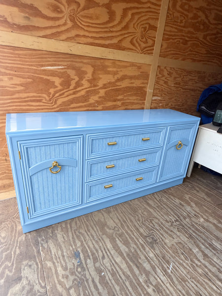 Vintage Bassett Furniture Faux Bamboo & Cane Buffet Available for Custom Lacquer!